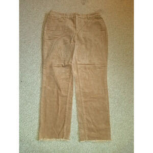 Womens Pants-TALBOTS FLAWLESS FIVE-POCKET-tan corduroy"Slim Ankle Frayed Hem"-8P